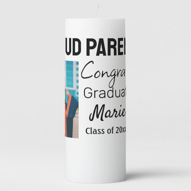Congratulations graduation add name year text  pillar candle (Front)