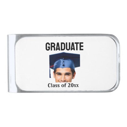 Congratulations graduation add name year text  silver finish money clip