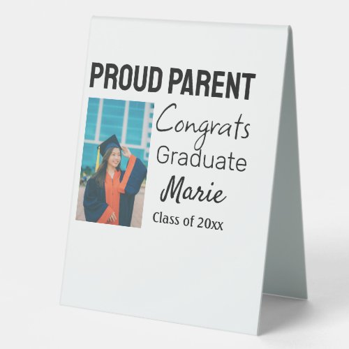 Congratulations graduation add name year text  table tent sign
