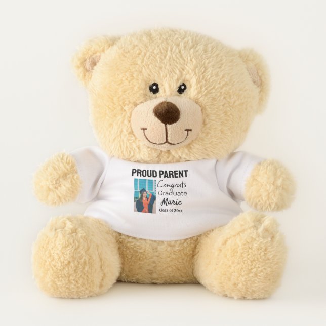 Congratulations graduation add name year text  teddy bear (Front)