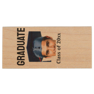 Congratulations graduation add name year text wood flash drive