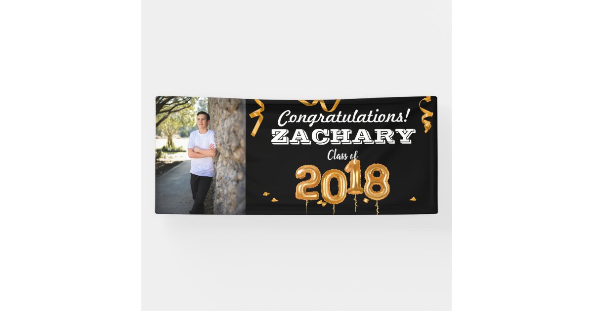congratulations graduation black gold photo banner zazzle com