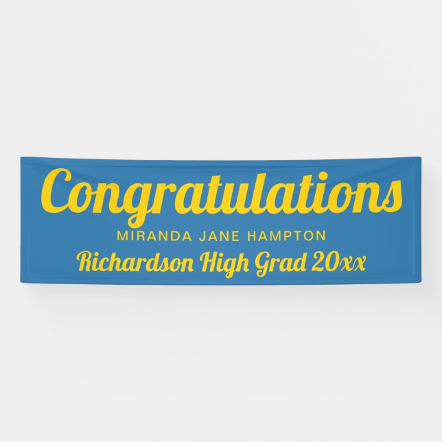 Congratulations Graduation Blue and Gold Banner (Horizontal)