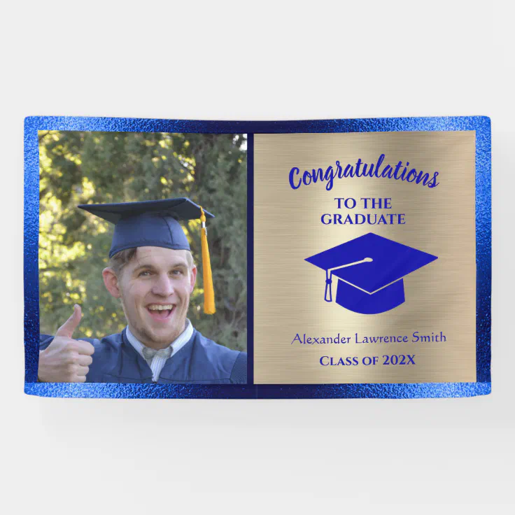 Congratulations Graduation Blue and Gold Class of Banner | Zazzle