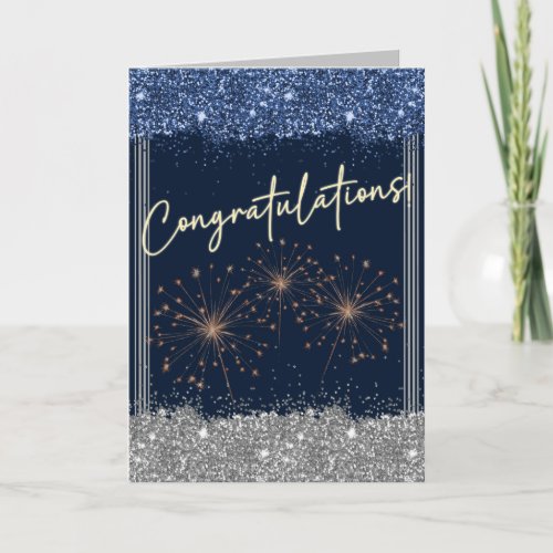 Congratulations Graduation Blue & Silver Sparkle