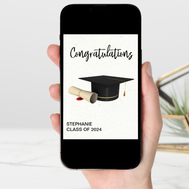 Congratulations Graduation Cap Diploma Card (Front Digital)
