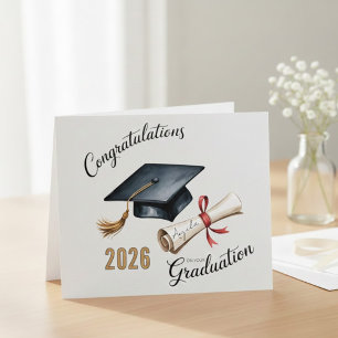 Congratulations Graduation Cap Diploma Class Year  Holiday Card