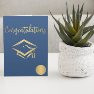 Congratulations Graduation Cap Gold Seal Metallic Card