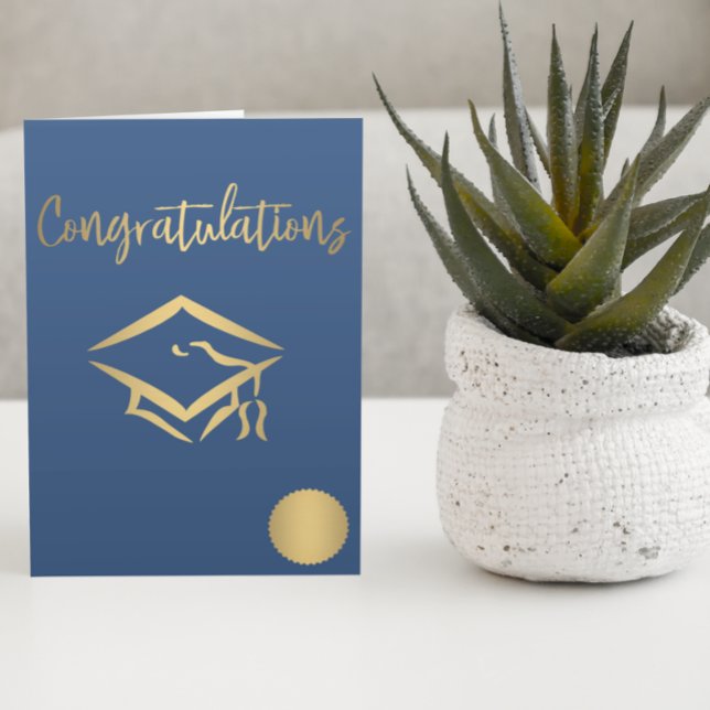 Congratulations Graduation Cap Gold Seal Metallic Card (Creator Uploaded)
