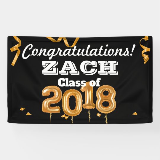 Congratulations Graduation Class Black Gold Banner