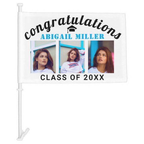 Congratulations graduation class of photo blue car flag
