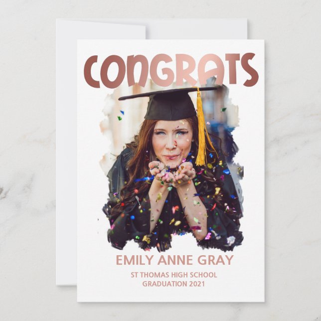 congratulations graduation college rose gold invitation (Front)