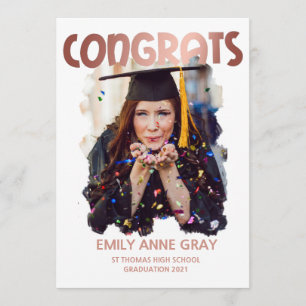 congratulations graduation college rose gold invitation