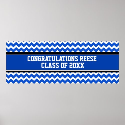 Congratulations Graduation Custom Name Banner Blue Poster