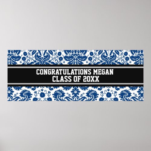 Congratulations Graduation Custom Name Banner Blue Poster