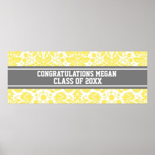 Congratulations Graduation Custom Name Banner Grey Poster