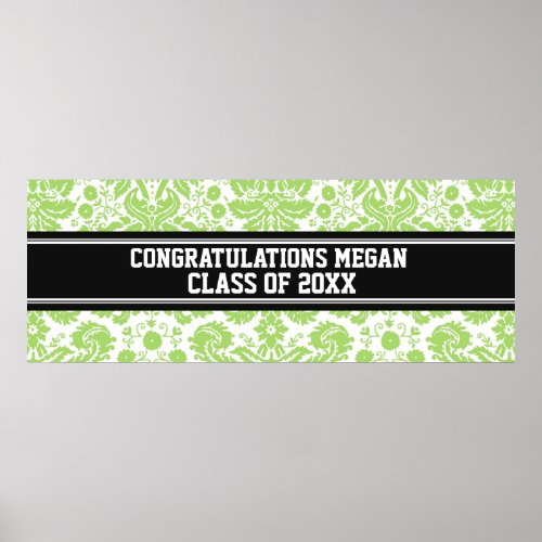 Congratulations Graduation Custom Name Banner Lime Poster