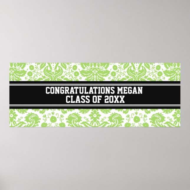 Congratulations Graduation Custom Name Banner Lime Poster (Front)