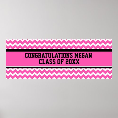 Congratulations Graduation Custom Name Banner Pink Poster