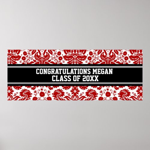 Congratulations Graduation Custom Name Banner Red Poster