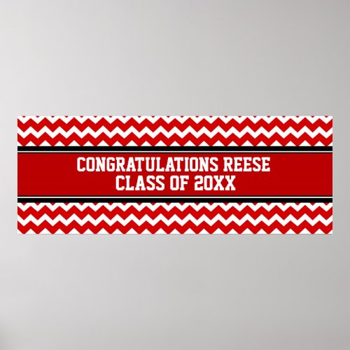 Congratulations Graduation Custom Name Banner Red Poster