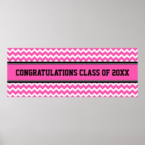 Congratulations Graduation Custom Year Banner Pink Poster