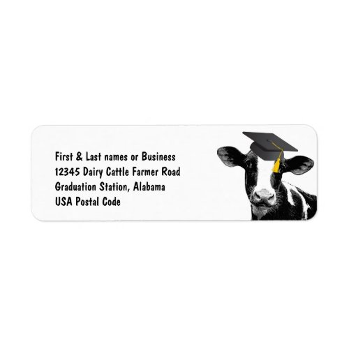 Congratulations Graduation Funny Cow in Cap Label