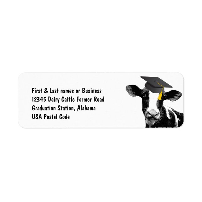 Congratulations Graduation Funny Cow in Cap Label (Front)