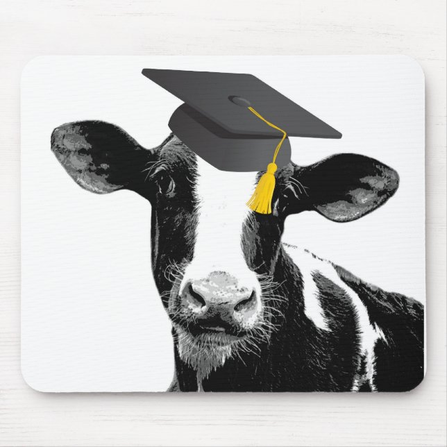 Congratulations Graduation Funny Cow in Cap Mouse Pad (Front)