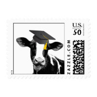 Congratulations Graduation Funny Cow in Cap Postage