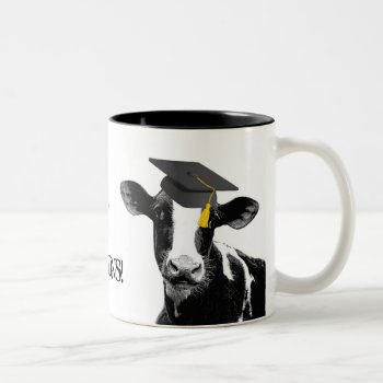 Congratulations Graduation Funny Cow In Cap Two-tone Coffee Mug by CountryCorner at Zazzle