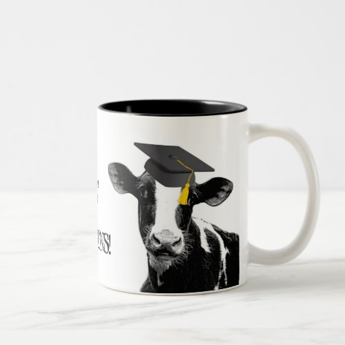 Congratulations Graduation Funny Cow in Cap Two_Tone Coffee Mug