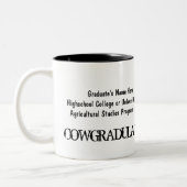 Congratulations Graduation Funny Cow in Cap Two-Tone Coffee Mug (Left)