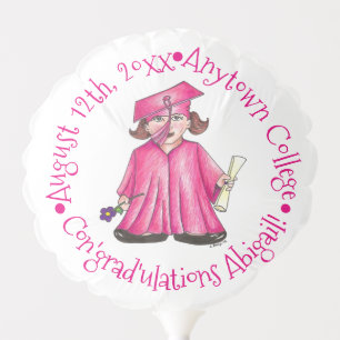 Congratulations Graduation Girl Graduate Cap Gown Balloon