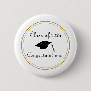 Congratulations Graduation Hat Simple Elegant Button