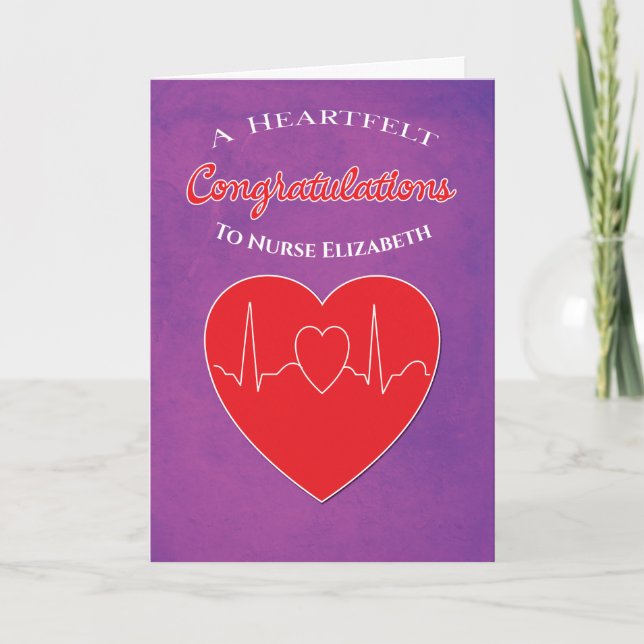 Congratulations Graduation Nurse Heart Purple Card (Front)