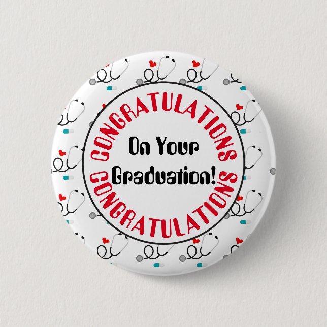 Congratulations graduation nurse party button (Front)