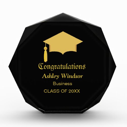 Congratulations Graduation on Black and Golden Acrylic Award