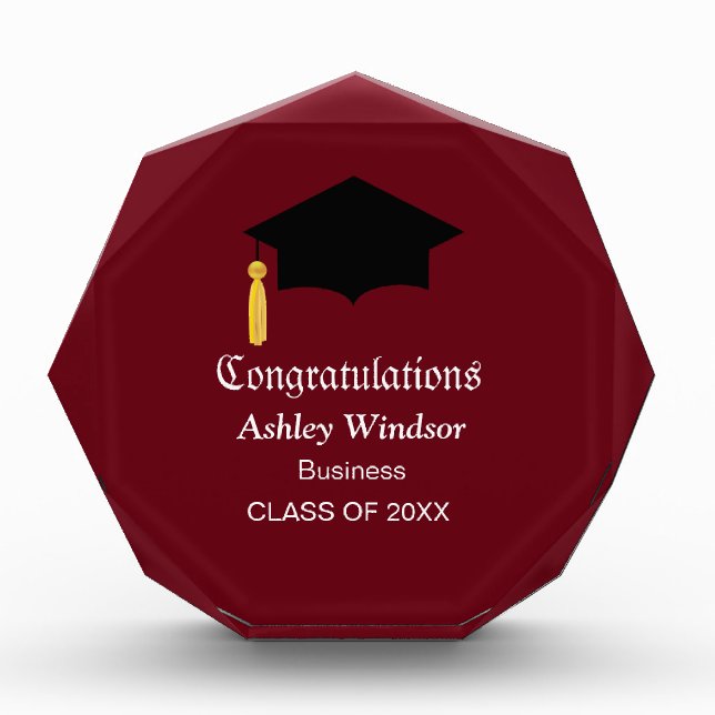 Congratulations Graduation on Burgundy Acrylic Award (Front)