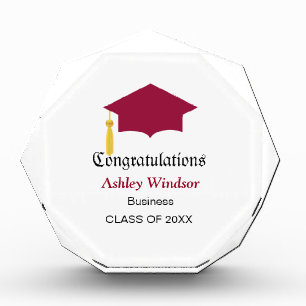 Congratulations Graduation on Burgundy & White Acrylic Award