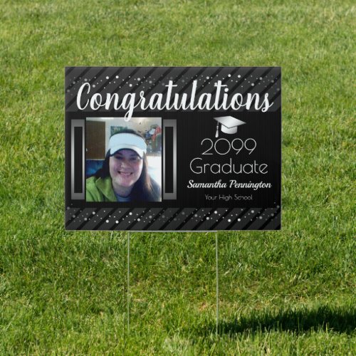 Congratulations Graduation One Photo Silver Sign