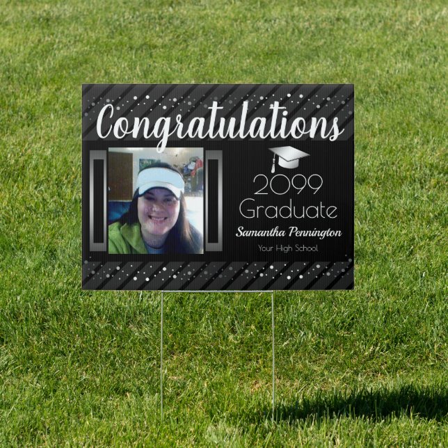Congratulations Graduation One Photo Silver Sign (Insitu)