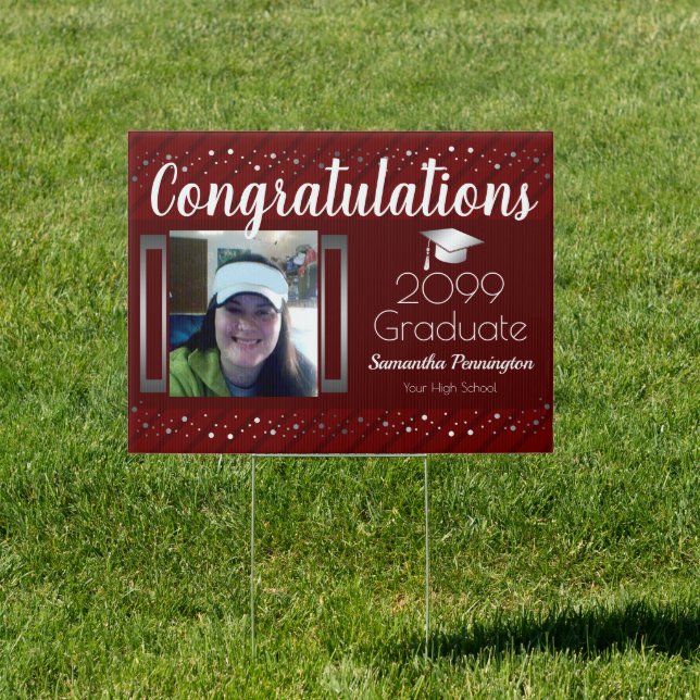 Congratulations Graduation One Photo Silver Sign (Insitu)