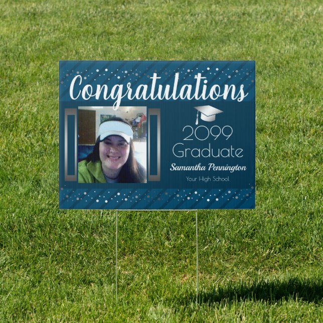 Congratulations Graduation One Photo Silver Sign (Insitu)