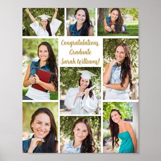 Congratulations Graduation Party 9 Photo Collage Poster (Front)