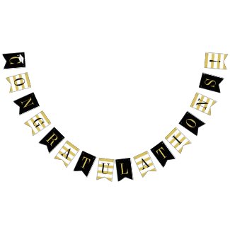 Congratulations Graduation Party | Black and Gold Bunting Flags