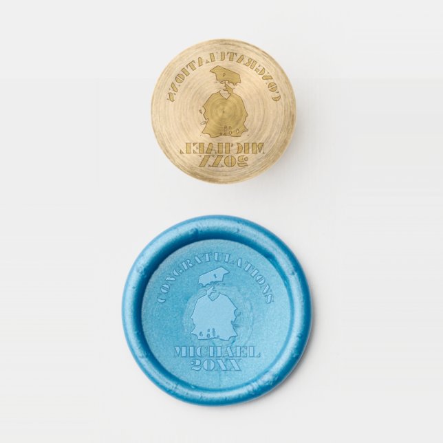 Congratulations Graduation Party Cap Gown Diploma Wax Seal Stamp (Stamped)