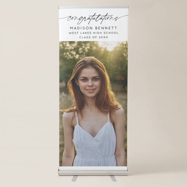Congratulations Graduation Party Script Photo  Retractable Banner (Front)