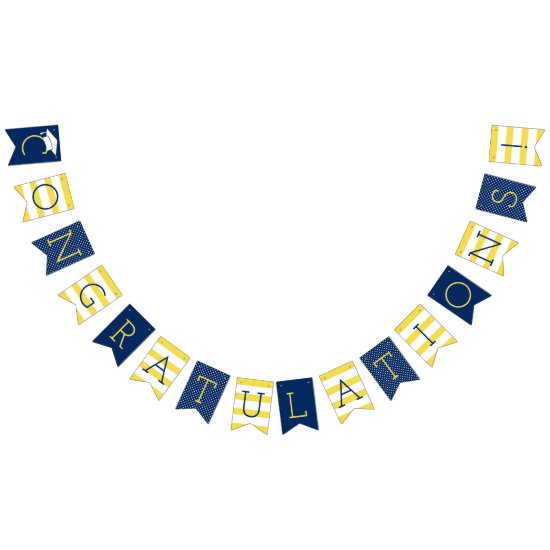 Congratulations Graduation Party | Yellow and Navy Bunting Flags