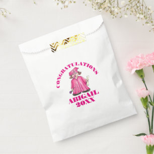 Congratulations Graduation Pink Graduate Cap Gown Favor Bag